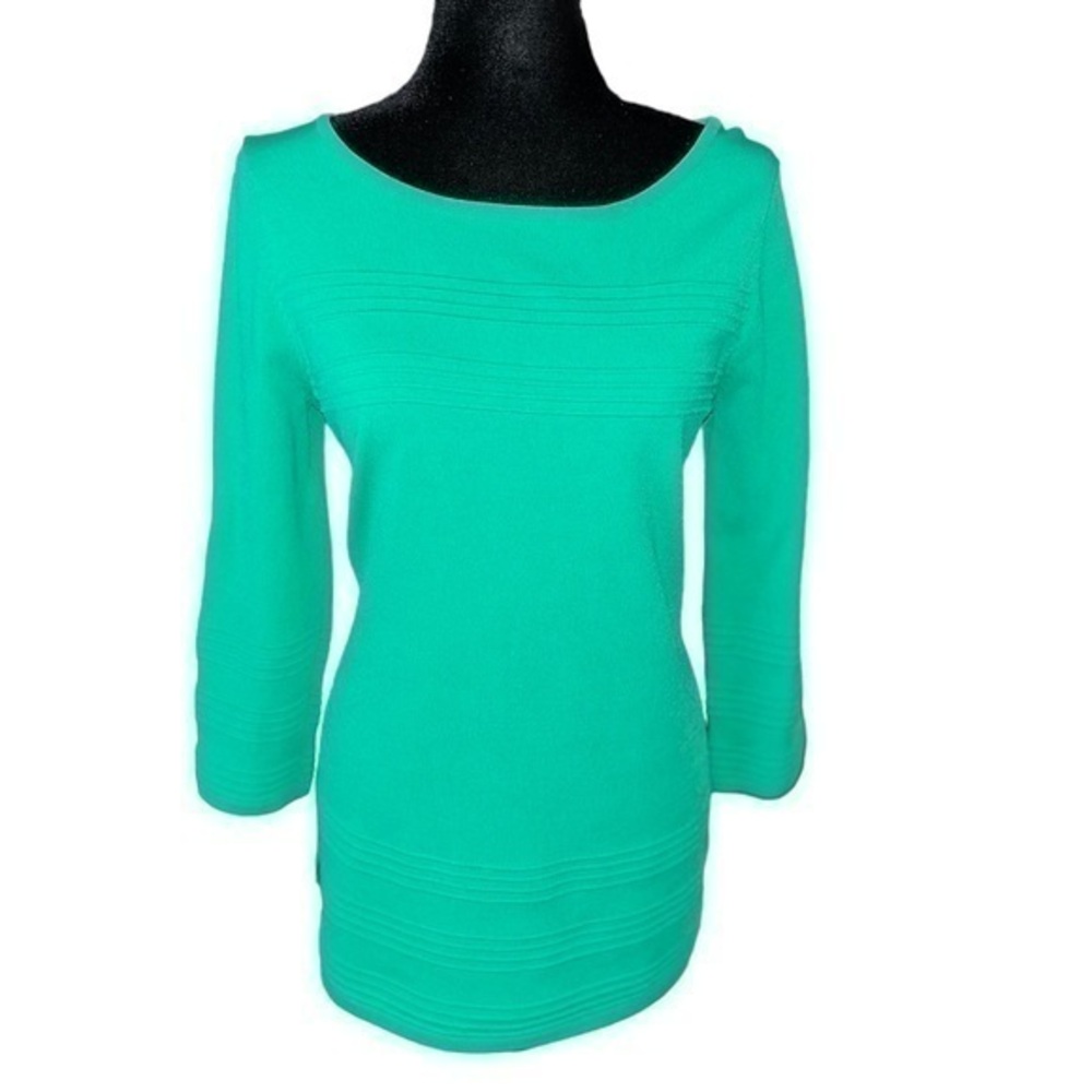 Cable & Gauge 3/4 Sleeves Teal/Turquoise Green Blouse Size M/L